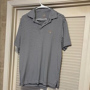 Rhoback Men's Polo Shirt - Navy and White Stripes